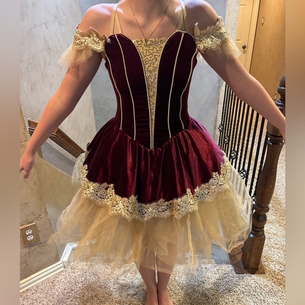 Ballet maroon/ gold dance costume
